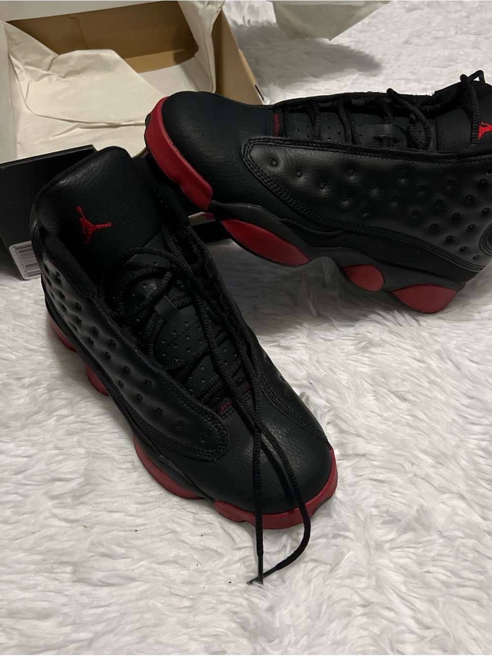 Jordan Men's Sneakers – Black/Red Leather Basketball Shoes